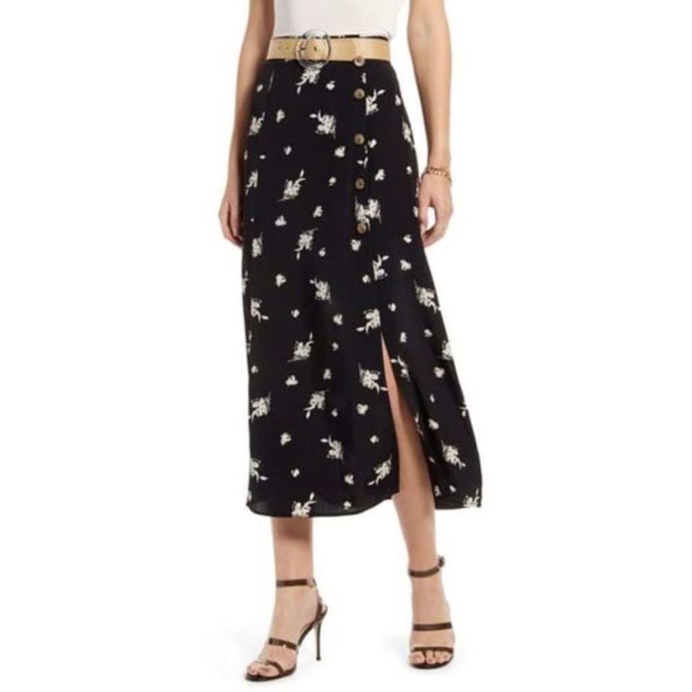 Plus Size | Something Navy | Midi Skirt | Black & White Floral